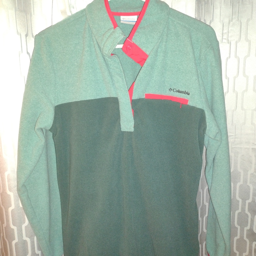 Columbia Large fleece Pullover Like New Green/Pink